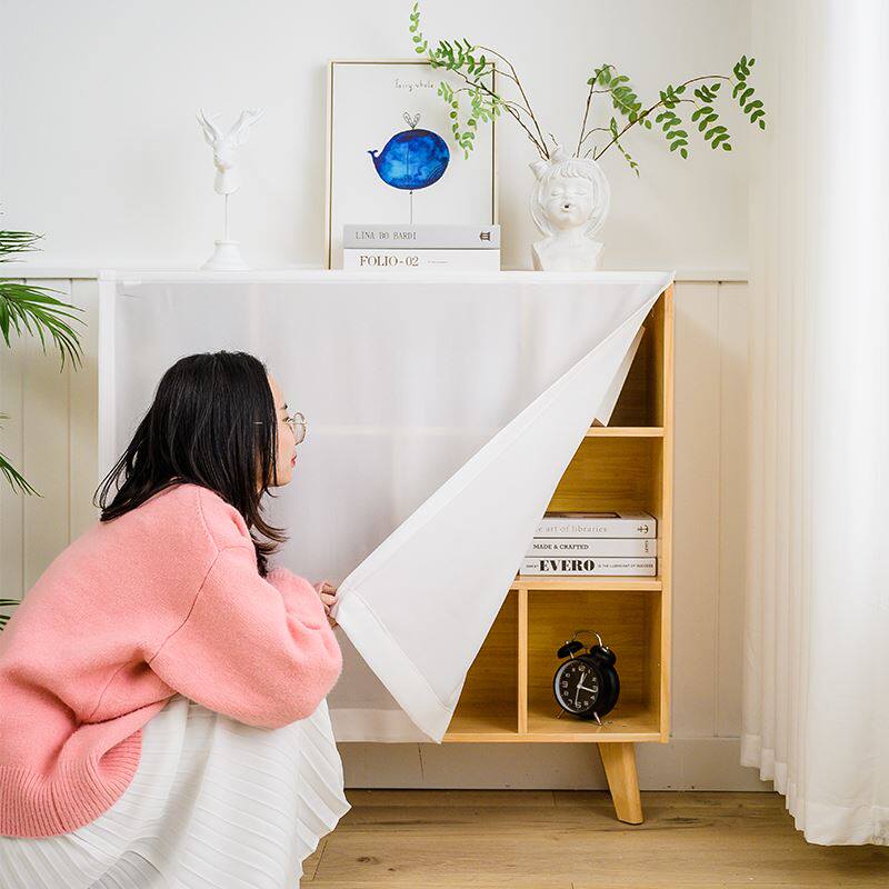 Cabinet door curtains cover kitchen cabinets cover curtain waterproof and oil-proof slide rail sundries cover ugly curtain Velcro cloth curtain