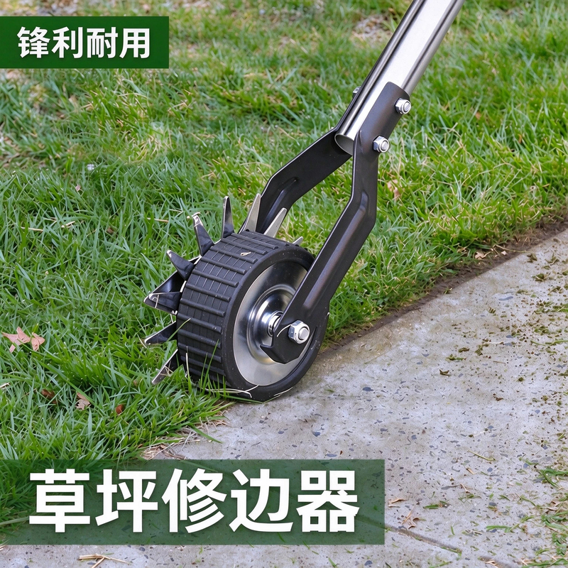 New Wheeled Lawn Edger, Artificial Lawn Trimmer, Stainless Steel Lawn Edge Trimmer, Weed Removal Garden Tool