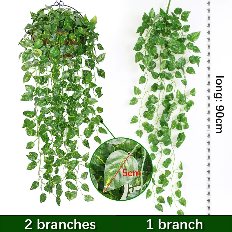 [Artificial Plant Vines Wall Hanging Rattan Leaves Branches O]