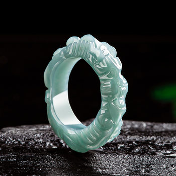 Cui yingfu natural jade a grade blue water dragon ring