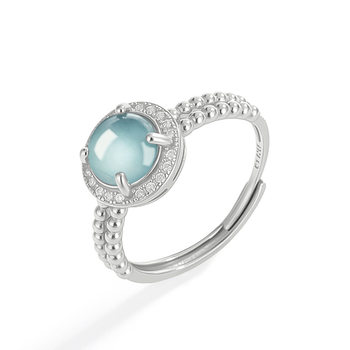 Cuiyingfu cuiyingfu s925 silver inlaid natural a jade blue water ring ice jade women's ring d957
