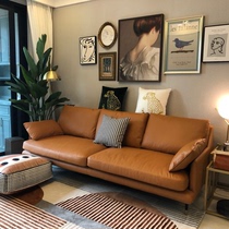 Nordic leather sofa living room 2023 new Italian style minimalist small apartment silicone leather anti-cat scratch technology cloth straight row