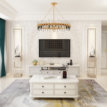 New American pastoral white TV cabinet coffee table combination floor cabinet simple and beautiful living room floor cabinet ivory white high-end small American style