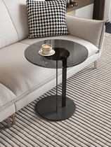 Modern minimalist glass edge a few light and luxurious mobile tea table net red single sofa side table creative mini small tea table