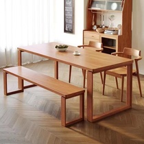 Mobien solid wood dining table and desk integrated home dining table log style rectangular ash table solid wood table