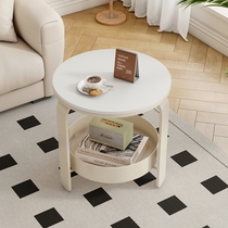 Cream style minimalist slate side table wrought iron living room corner table simple coffee table sofa side cabinet bedside storage round table