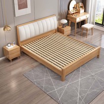 Nordic light luxury pack master bedroom 1 8m modern minimal solid wood bed 1 5 m storage full wood wedding bed