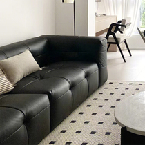 Nordic black wabi-sabi style double-sided leather art minimalist modern creative small apartment living room module reception sofa combination