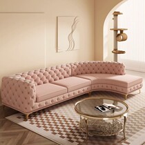 Nordic cream style fabric zipper small apartment living room model room reception room hotel curved imperial concubine corner sofa