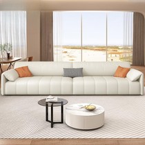 Italian minimalist cream style piano key leather living room villa hotel elephant ear straight combination leather art sofa