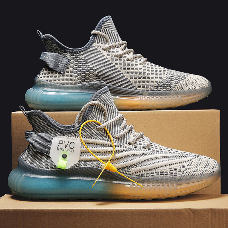 2022 new men's shoes summer breathable flying woven shoes sports casual mesh shoes men's coconut shoes students all-match trendy shoes