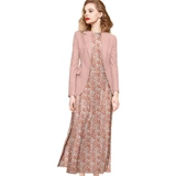 Шелковый осенний комплект, платье, коллекция 2023, французский стиль, изысканный стиль, в цветочек