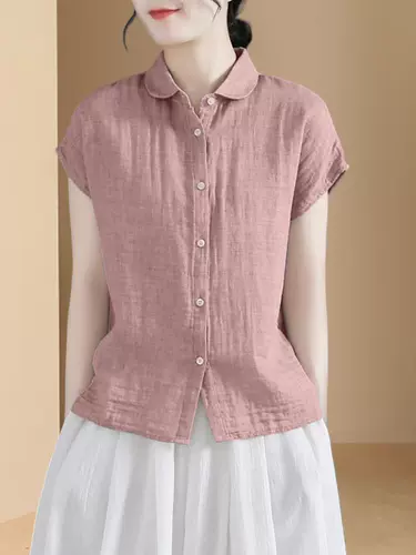 Рубашка, летняя элитная футболка, короткий рукав, из хлопка и льна