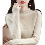 Трикотажный свитер, коллекция 2023, высокий воротник