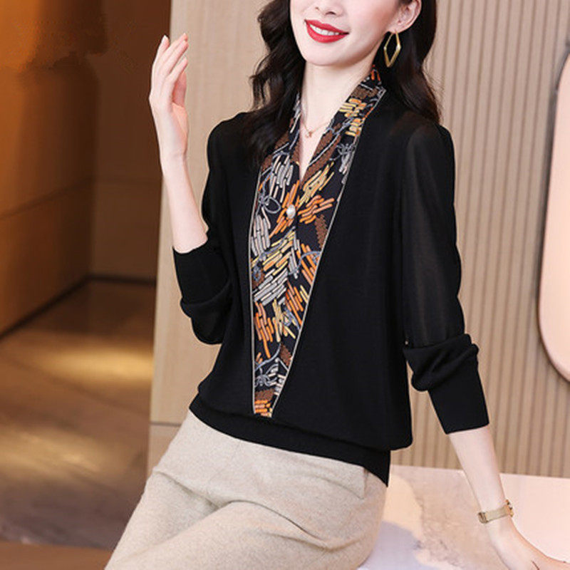European fashion western style knitted sweater women 2021 autumn and winter new Xiangyun yarn shirt fashion silk mulberry silk top