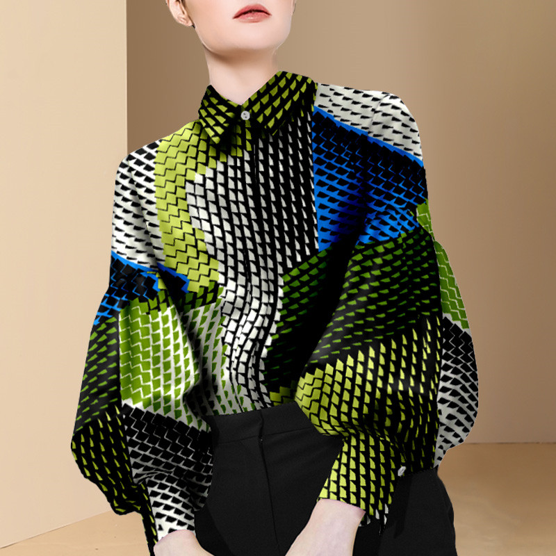 High-end big-name silk shirt women's 2022 spring new lantern sleeve design niche shirt mulberry silk top