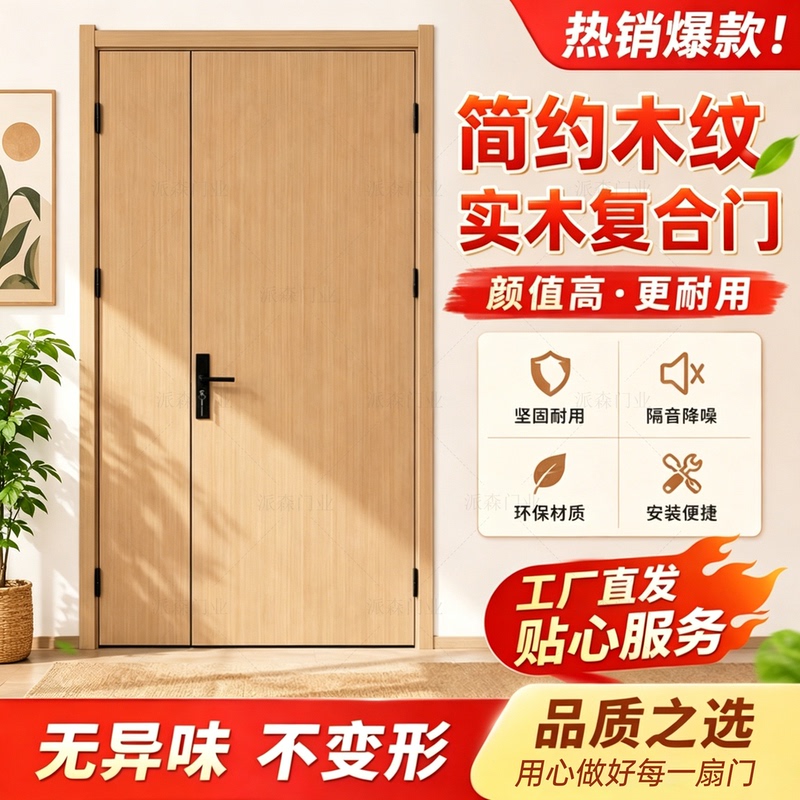 Double Door, Sliding Door, Office Meeting Door, Walnut Double Door, Solid Wood Door, Interior Door with Skylight, Private Room Door