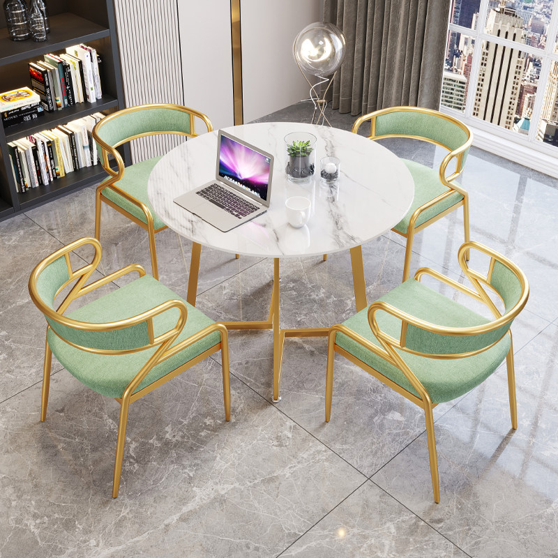 Negotiation reception table and chair combination reception simple leisure slate dining table and chairs cafe milk tea shop small apartment round