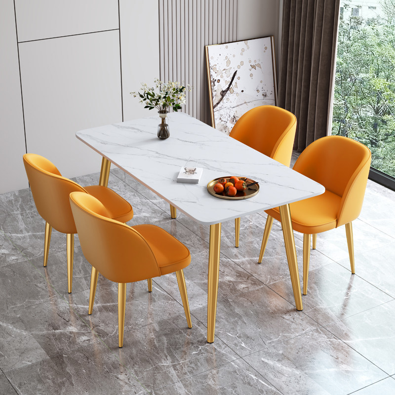 Light luxury slate dining table and chair combination milk tea fast food restaurant modern minimalist small apartment household rectangular reception table