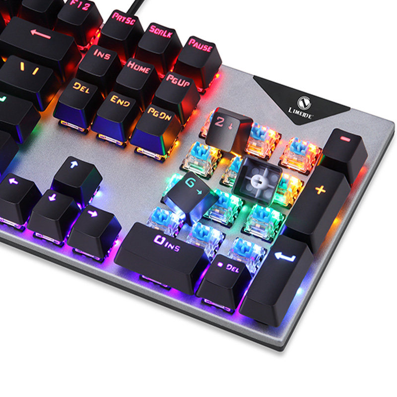 Leikui Wired Mechanical Keyboard with Blue Switches, Backlit, Gaming, E-Sports, Standard USB Connection, Supports Desktop and Notebook