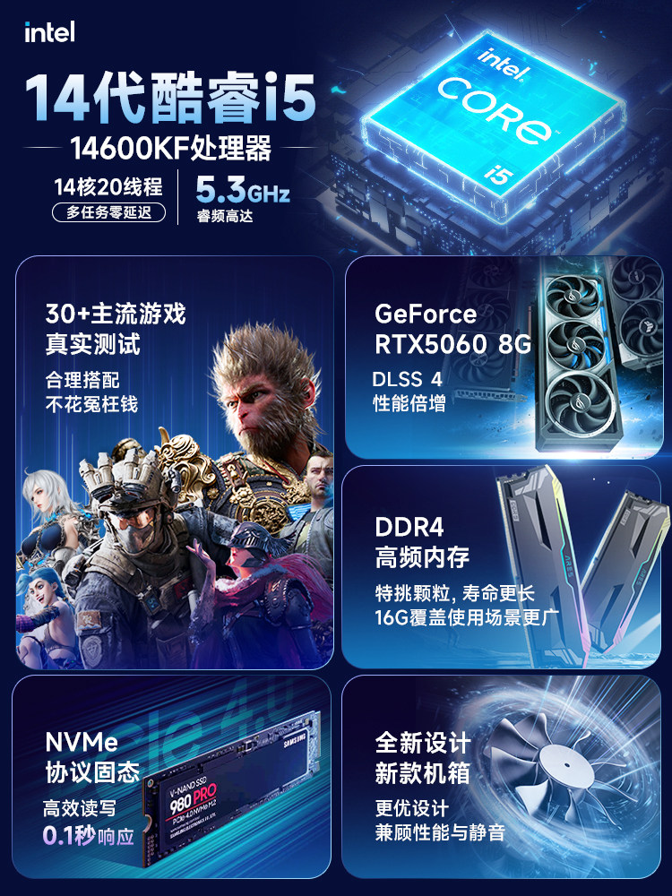 Asus Desktop Computer Host with Intel Core I5 12400/13400/14600/5060, Suitable for Office, Home, Gaming, and High-End Water-Cooled Assembly