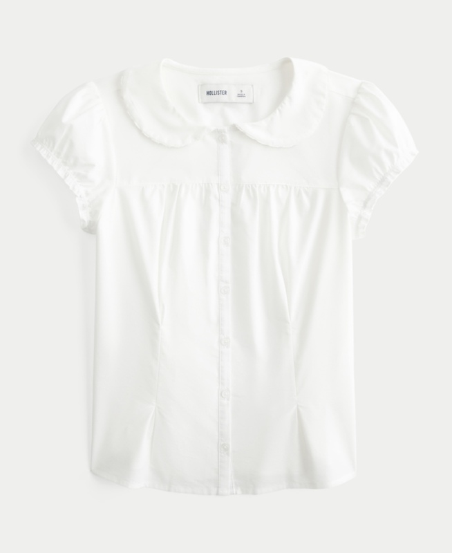 In Stock Hollister Little Seagull White Doll Collar Shirt