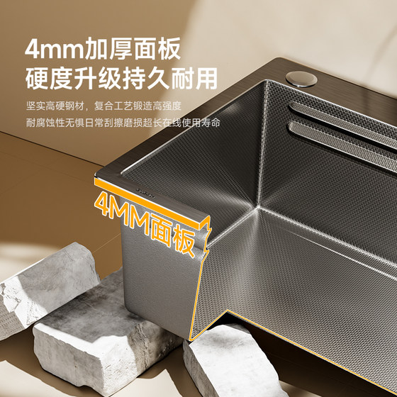 4.0加厚集渣厨房水槽手工304不锈钢大单槽家用洗菜盆台下洗手碗池