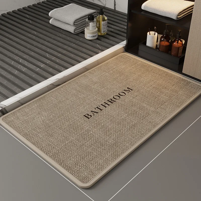 Linen Floor Mat Woven Bathroom Non-Slip Toilet Absorbent Floor Mat Bathroom Stain-Resistant Anti-Fall Carpet Toilet Foot Mat