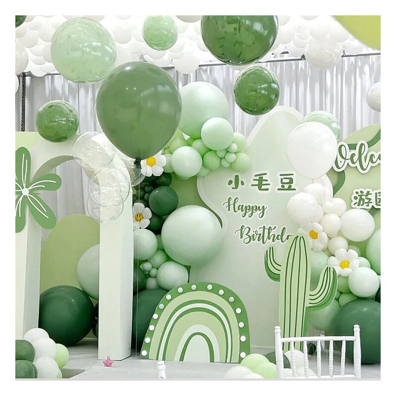10inch Retro Thickened Green Avocado Green Forest-Themed Back-To-School Classroom Round Latex Balloons for Opening Decoration