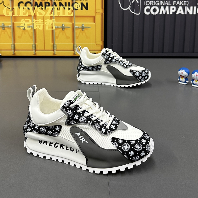 Ji Shizhe Men's Shoes 2026 Spring New Breathable Sports Casual Shoes Trendy Thick-Soled Dad Shoes Height-Increasing Running Shoes