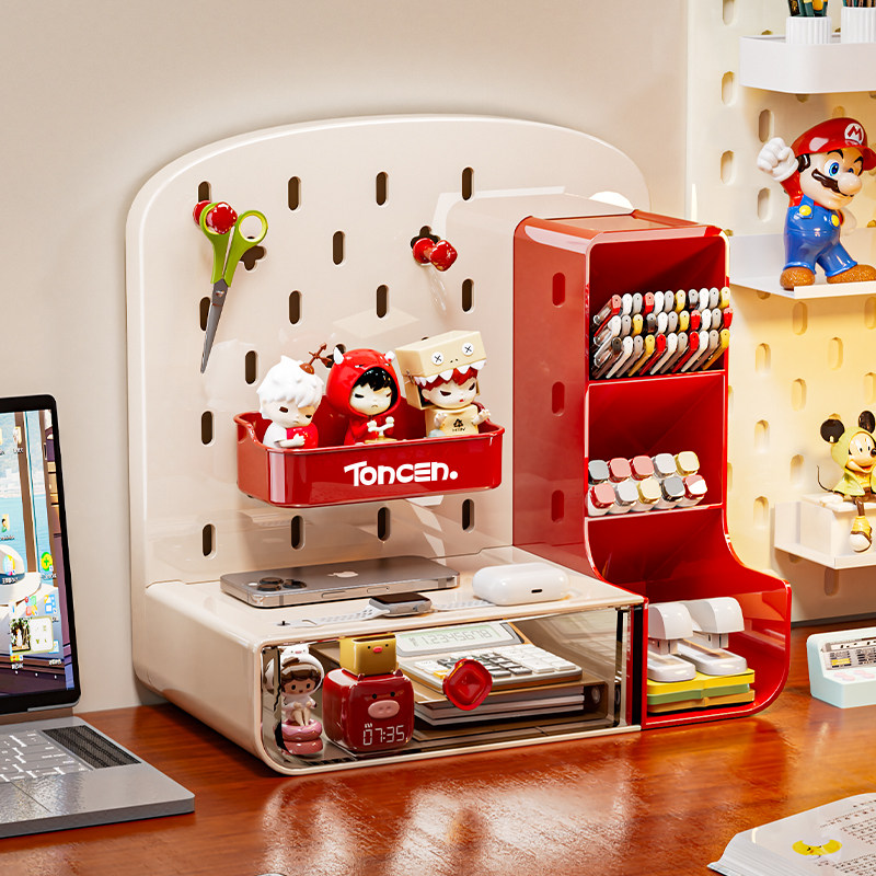Desktop hole board storage box office drawer-type desk station student stationery storage rack transformation artifact