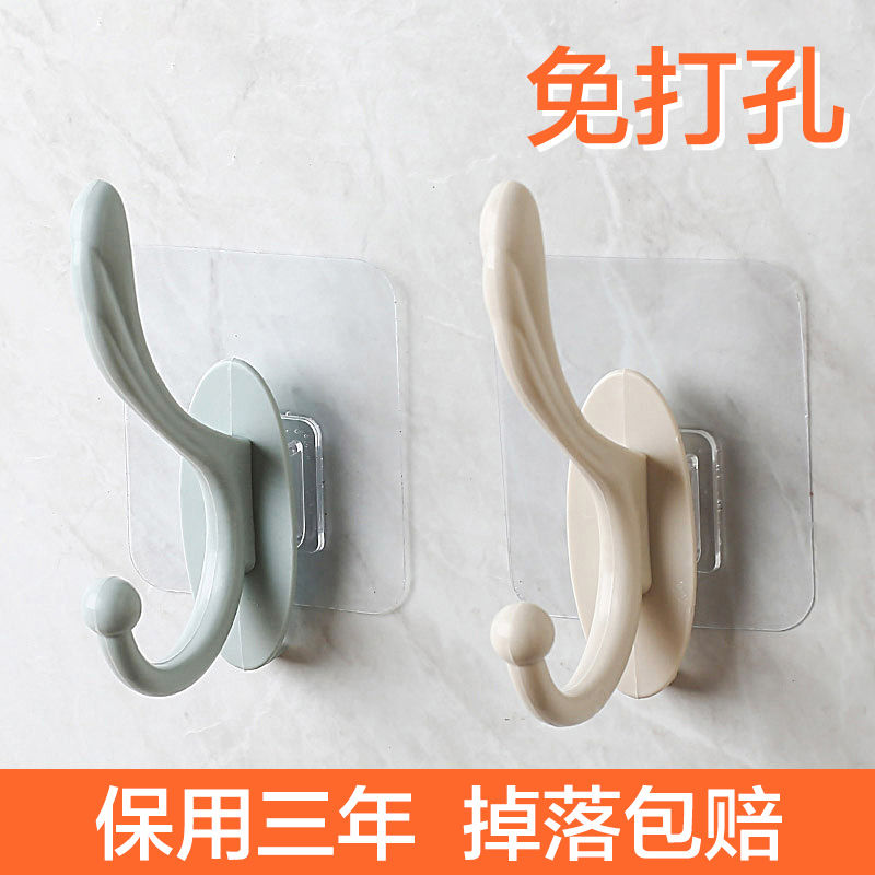 Punch-free coat hook wall-mounted thickened door rear hook bathroom towel rack clothes hook coat rack