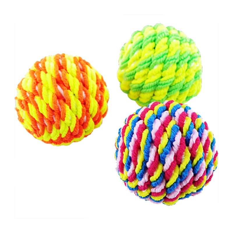 Tian Tian Cat Wool Line Small Ball Cat Toy Self-Hi-Sound Biting Teasing Cat Toy Ball Pet Cat Supplies 3 * 1 Package