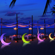 Internet celebrity outdoor swing courtyard outdoor childrens moon rocking chair hanging chair toy large solar light can be customized