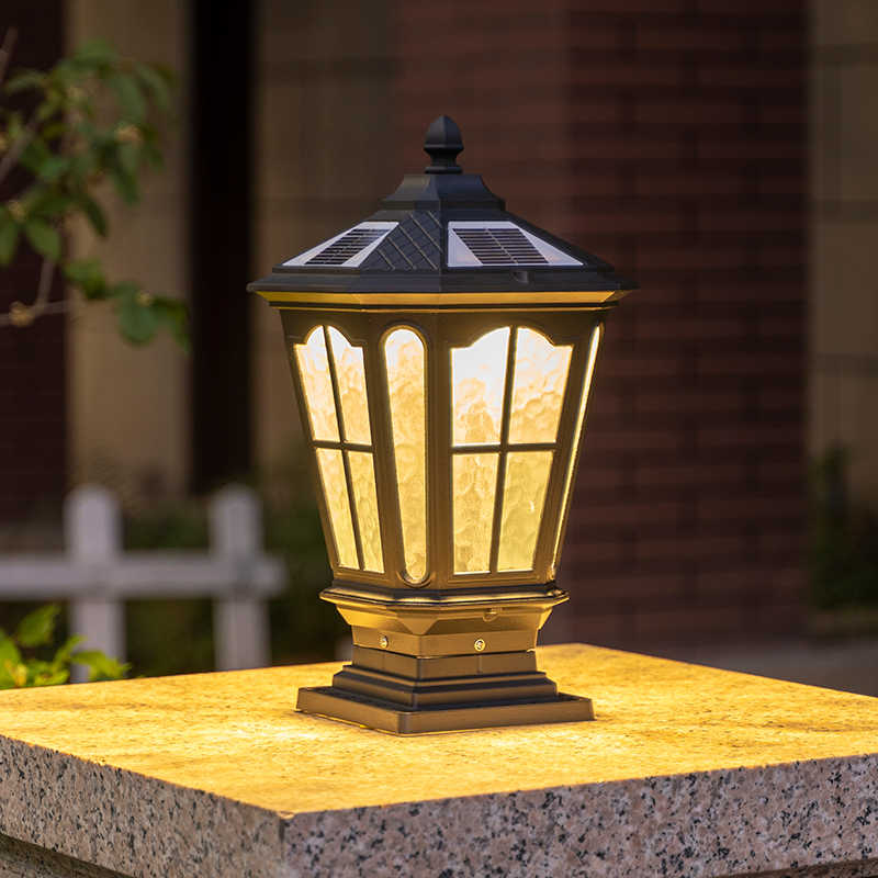 Solar courtyard post lamp outdoor waterproof outdoor villa garden balcony fence European yard gate post lamp