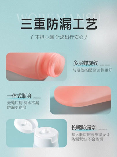 Japanese Silicone Refillable Bottles for Shower Gel, Shampoo, Lotion, Cosmetics, Empty Bottles, Travel and Business Trip Portable Toiletry Set