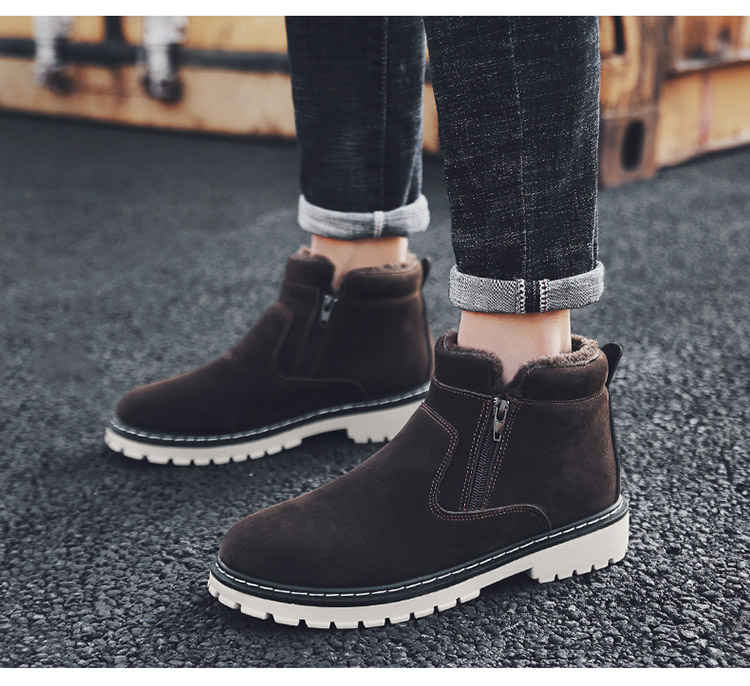 Giày tuyết mùa đông cho nam Giày bốt cotton trong giày nam cộng với nhung cotton ấm, giày dày Martin Giày nam giầy âu nam
