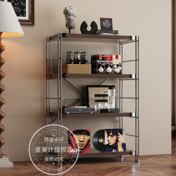 Japanese-style Steel-wood Storage Rack Floor Multi-layer Living Room Balcony Bookshelf For Home Kitchen Storage Storage Microwave Oven Shelf