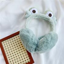Cute big-eyed frog earmuffs for women Korean version of winter warm earmuffs furry cycling anti-cold student earmuffs