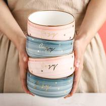 Nordic ceramic salad Korean version ins style single internet celebrity bowl cute eating bowl home fruit eating noodle bowl soup bowl