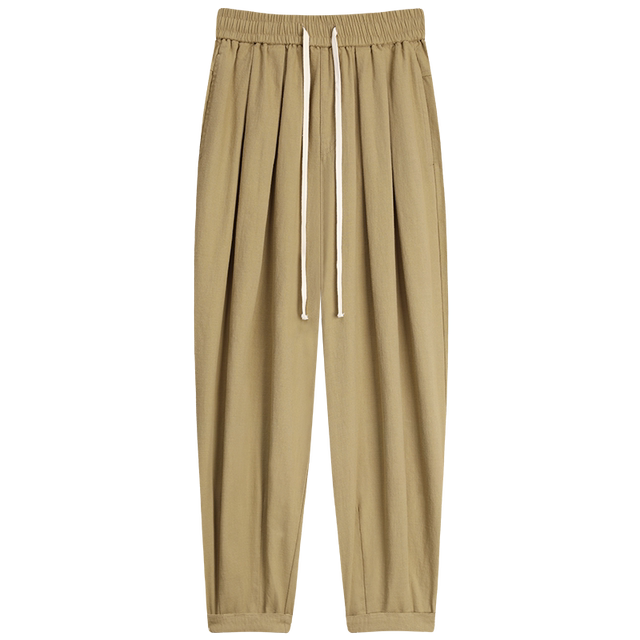 ກາງເກງຜ້າຝ້າຍຍີ່ປຸ່ນແລະ linen ຂາກວ້າງສໍາລັບແມ່ຍິງ, ວ່າງແລະສະດວກສະບາຍ, radish harem, ແບບ lazy, ກາງເກງແອວສູງ, ກາງເກງສີຂາວ, ພາກຮຽນ spring