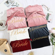 Morning robe wedding winter bride senior bridesmaid winter funny photo props velvet winter coral velvet bathrobe
