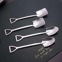 Eat watermelon artifact 304 stainless steel shovel spoon coffee spoon engineer shovel retro cute square head spoon