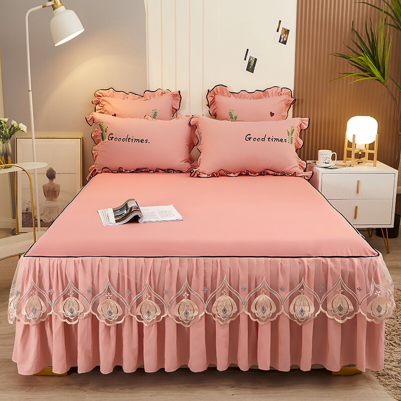 Korean version Princess Bed Hood Bed Skirt Type Single Lace Lace Lace bedsheet protective sleeves Sleeves Four Seasons 1 8x2 0x2 2m