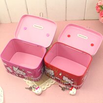 Cartoon cute cashbox gift containing box Baise box with lock childrens savings jar princess little girl Jane about zero money