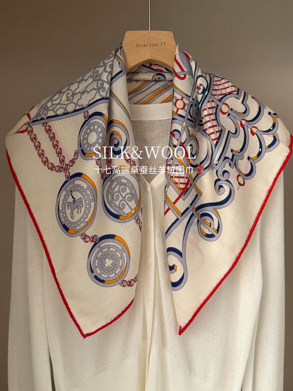 Equestrian Art ~ Old Money Style Silk Wool Scarf for Women, Autumn and Winter Silk Wool Scarf with a High-End Feel, Neck Tie Square Scarf 65 Equestrian Art ~ Old Money Style Silk Wool Scarf for Women, Autumn and Winter Silk Wool Scarf with a High-End Feel, Neck Tie Square Scarf 65