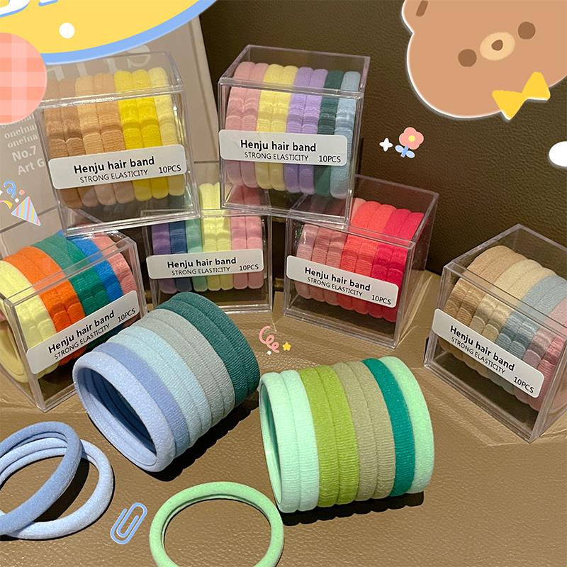 Box 10 colored small rubber bands high elastic hair ring tip hair tail of horse hair circle simple temperament hair ring