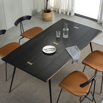 Nordic solid wood dining table iron art modern simple household small apartment dining table expression silent style retro table and chair combination