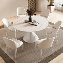 Light luxury slate dining table variable round table rotating and telescopic modern and simple household small apartment multi-functional folding round table