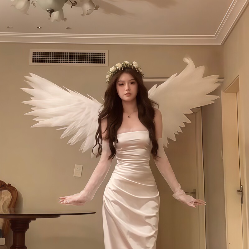 Angel Wings Electric Wings White Feather Back Decoration Dreamy Atmosphere Fluttering Wings Cross-Dressing Cosplay Props for Women Angel Wings Electric Wings White Feather Back Decoration Dreamy Atmosphere Fluttering Wings Cross-Dressing Cosplay Props for Women